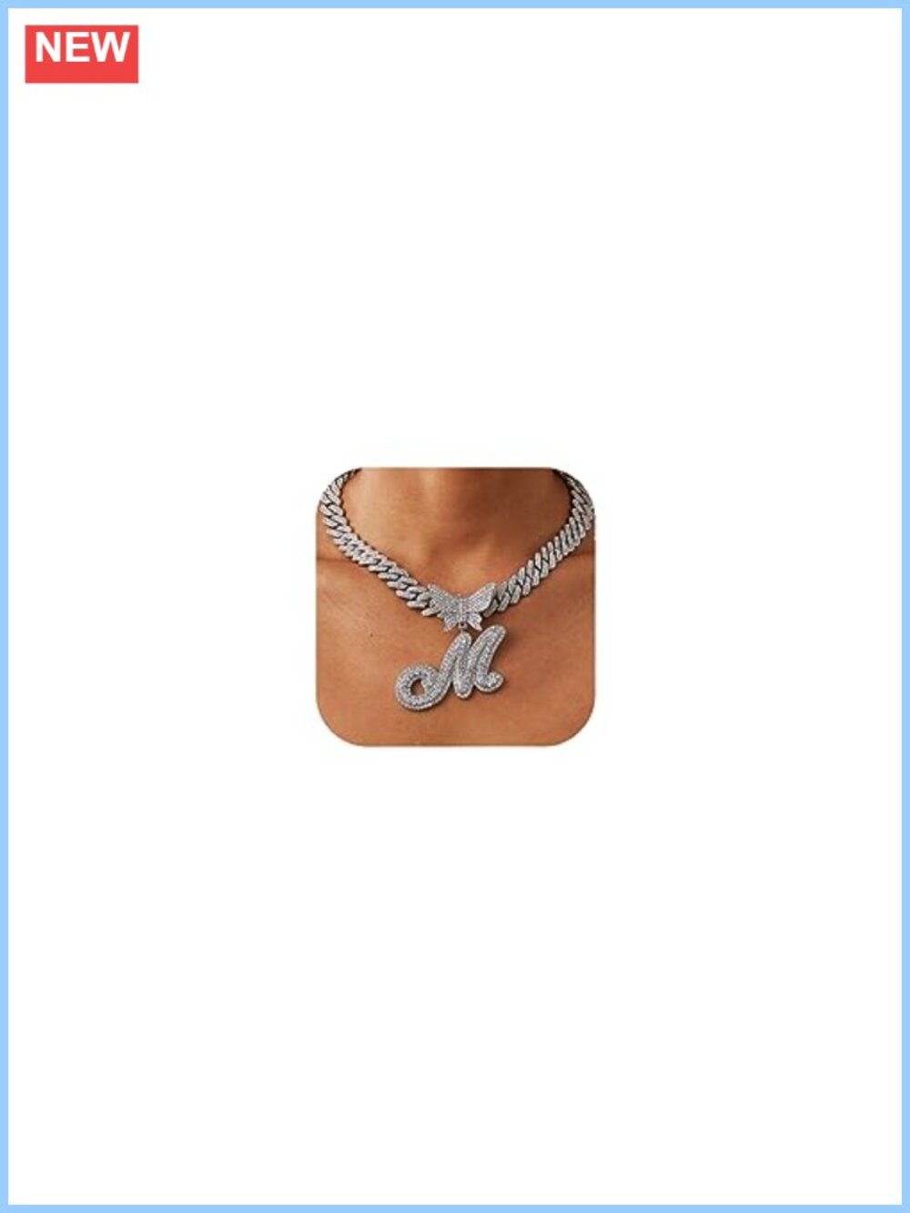 Cuban Link Chain Necklace Personalized Initial 14k Gold Plated Iced Out Pendant